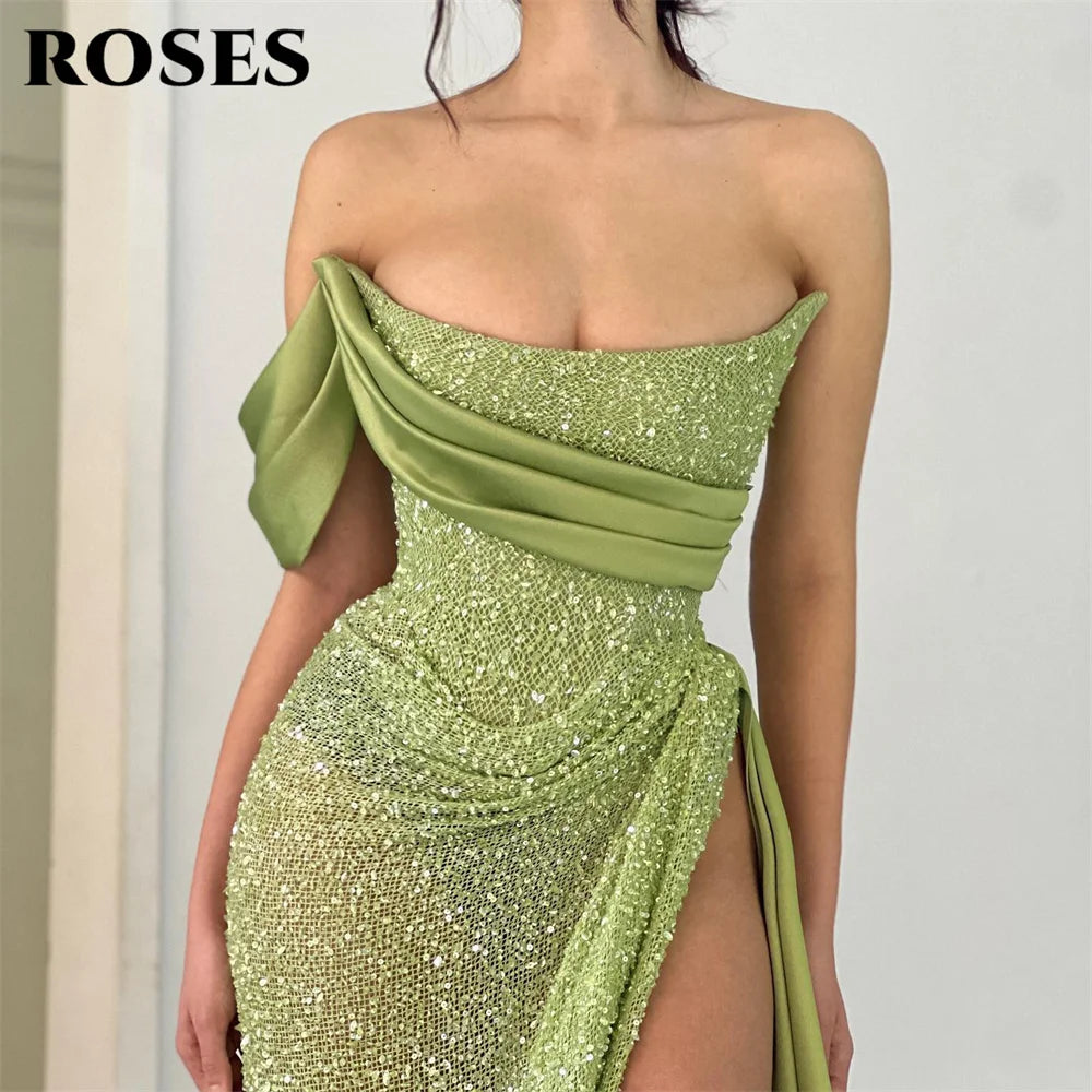 ROSES Mint Sequin Green Chic  Evening Gow