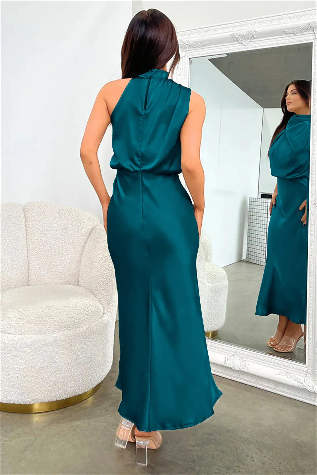 Fatima Satin Silk Maxi Dress