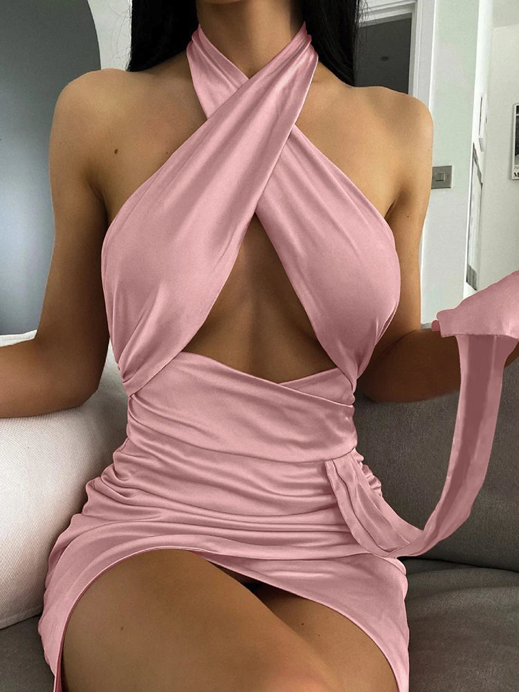 Bodycon Mini Backless Halter Dress