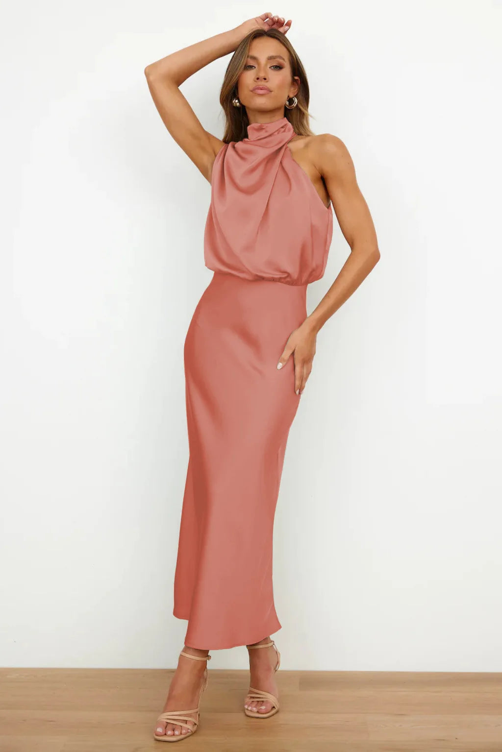 Fatima Satin Silk Maxi Dress