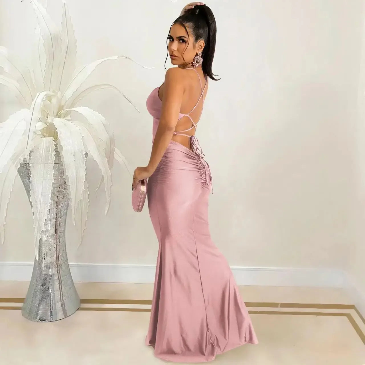 Satin Backless Elegant  Long Dress