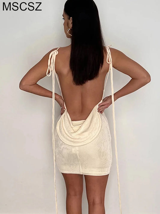 Spaghetti Strap Backless Mini Dress