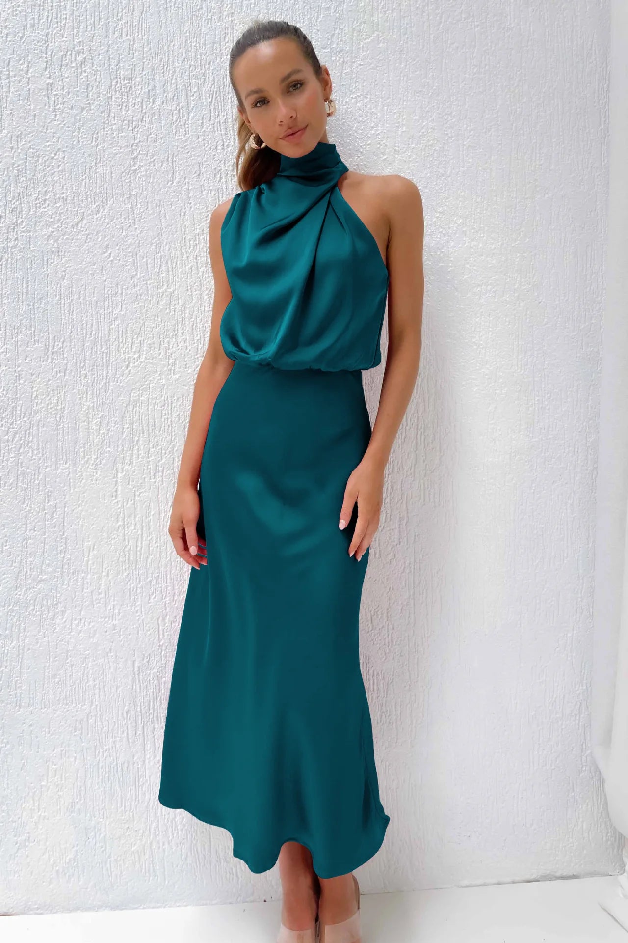 Fatima Satin Silk Maxi Dress