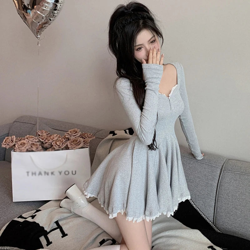 Sexy French Style Long Sleeve Dress