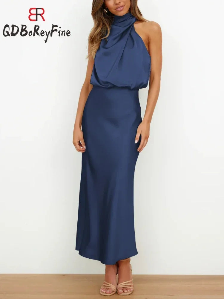 Fatima Satin Silk Maxi Dress