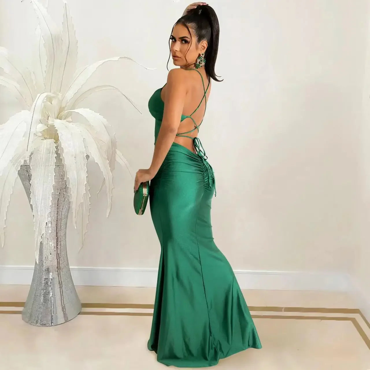 Satin Backless Elegant  Long Dress