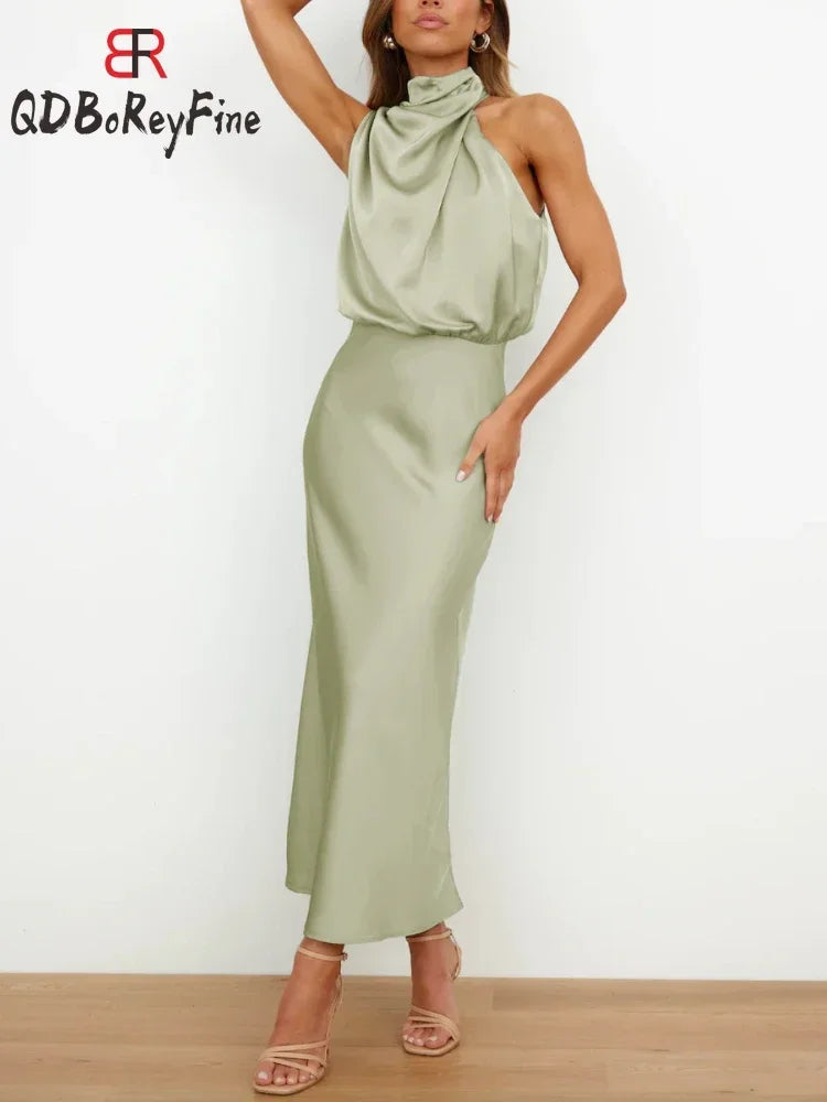 Fatima Satin Silk Maxi Dress