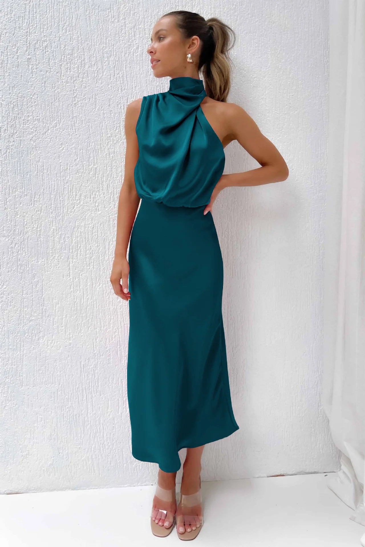 Fatima Satin Silk Maxi Dress