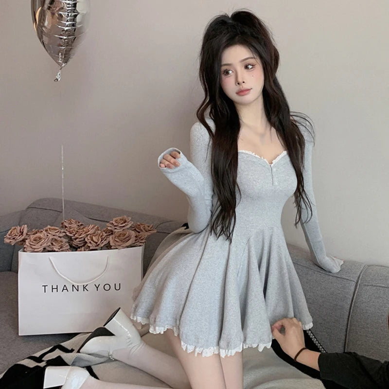 Sexy French Style Long Sleeve Dress