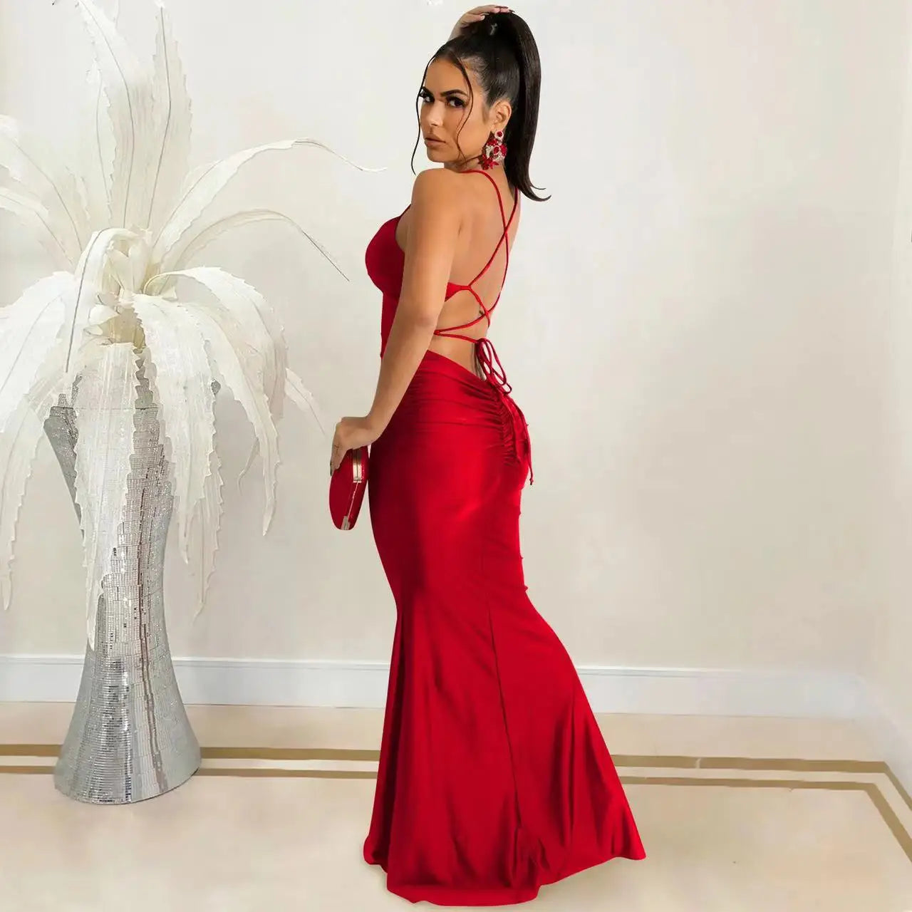 Satin Backless Elegant  Long Dress