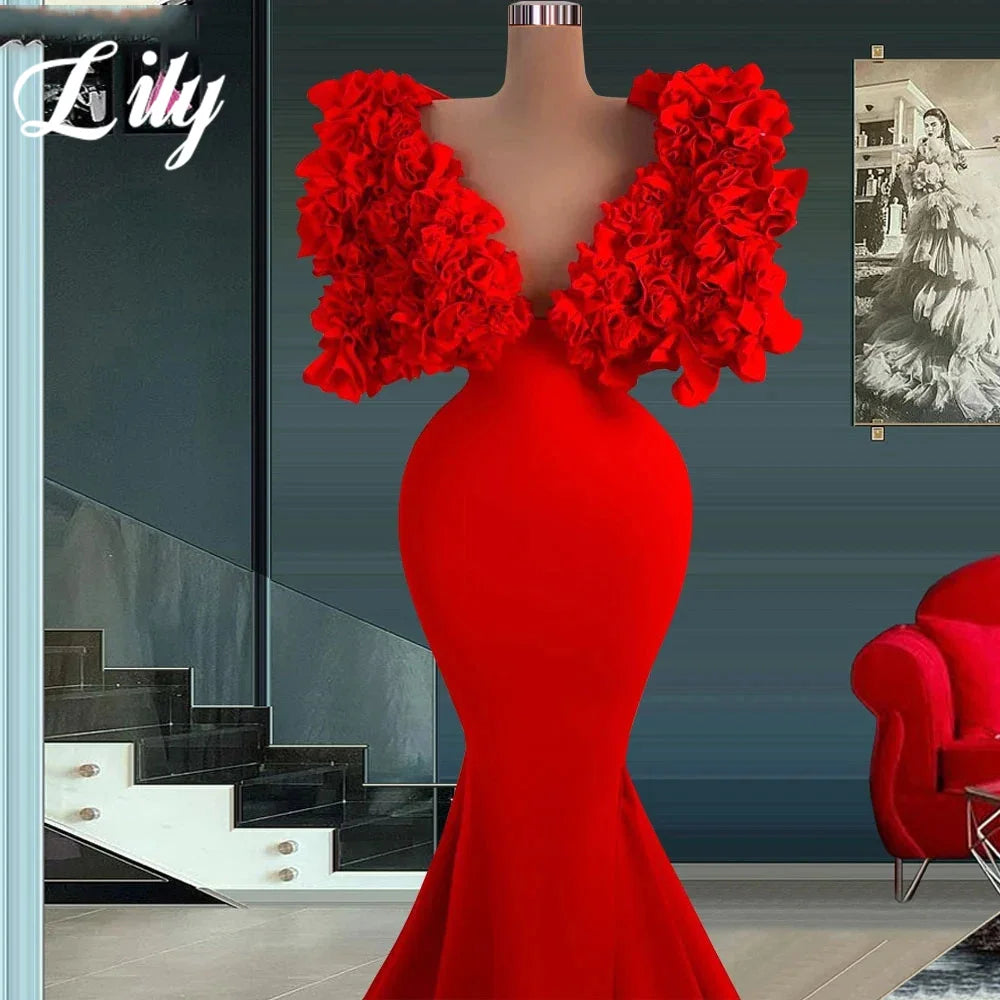 Lily Red Mermaid Chic Woman Evening Gown