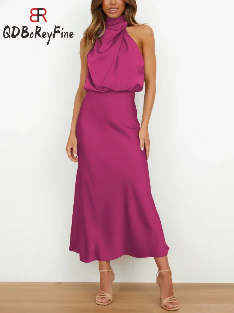 Fatima Satin Silk Maxi Dress